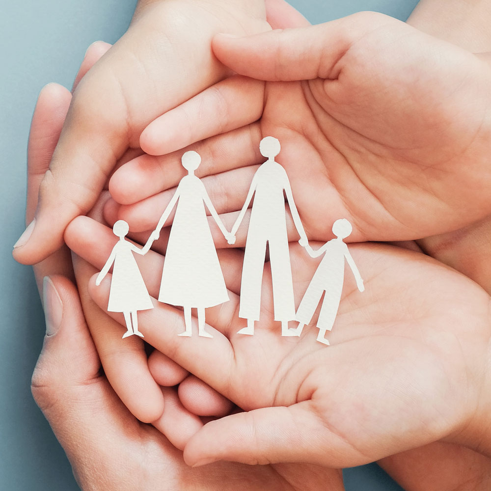 family in hands