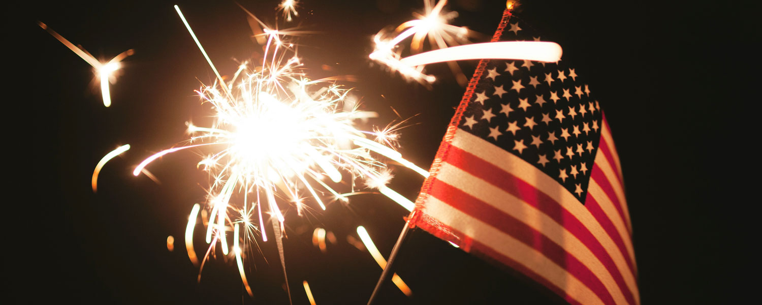 flag and fireworks